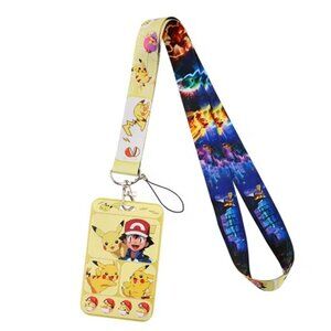 Pikachu Ash Dual Design Lanyard with ID Badge Holder Yellow